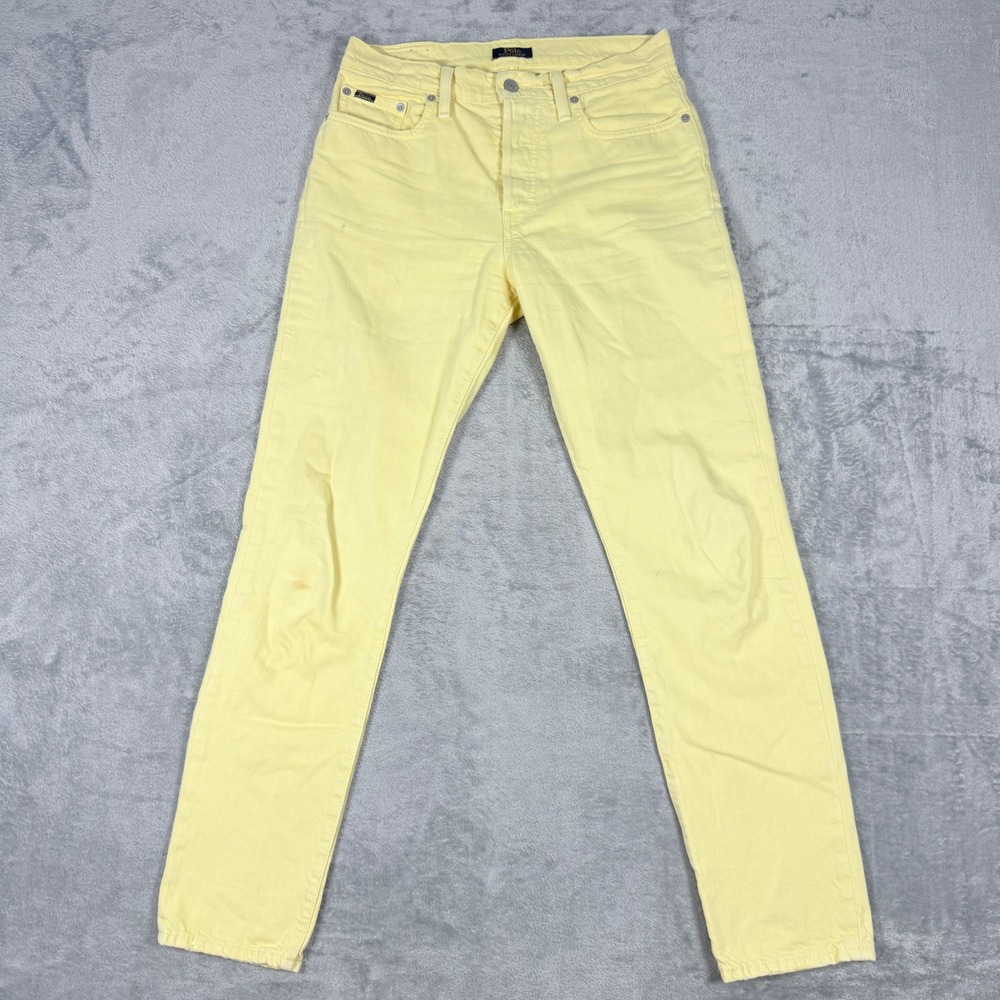 Polo Ralph Lauren Womens 27 The Callen High Rise Slim Jeans Yellow Button Fly